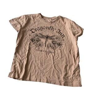 Gilmore Girls‎ Dragonfly Inn Graphic T Shirt Women's LG Tan Cotton Blend